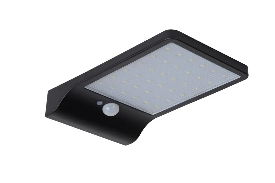 Lucide BASIC - Wandleuchte - Sonnenenergie - LED - 1x3W 2700K - IP44 - Bewegung und Tag/Nacht-Sensor - Schwarz - ausgeschaltet